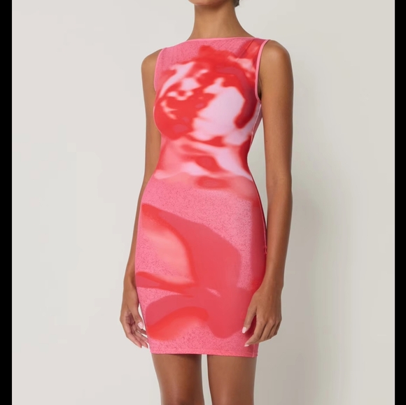 O-Neck Sleeveless Print Mini Dress Sexy Vintage Slim Outfit Party - Picture 6 of 8